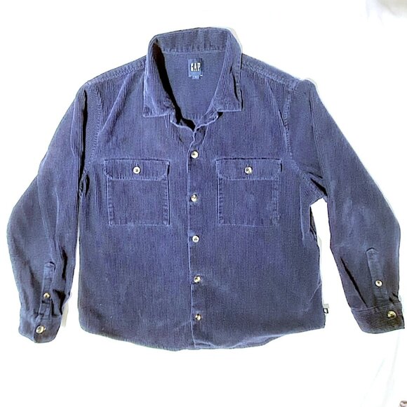 GAP Other - Gap Shirt Mens Size L Eclipse Blue Corduroy Button Up Long Sleeve